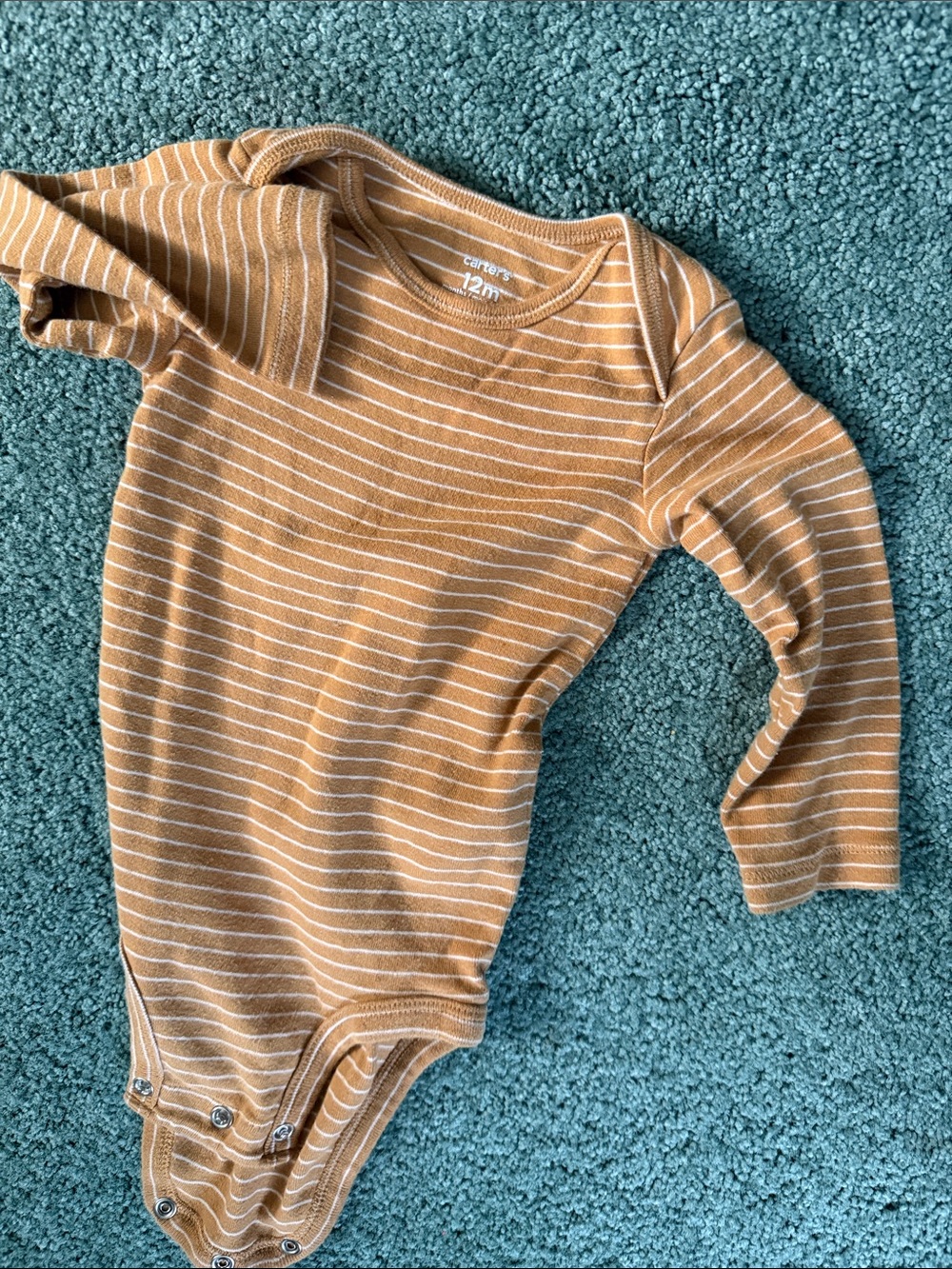 Carter's Rust and White Striped Long-Sleeve Baby One-Piece